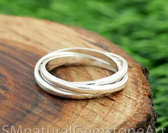 925 Sterling Silver Triple Rolling Ring: Handmade Statement Jewelry