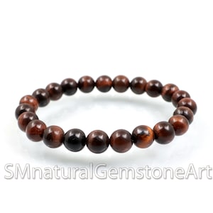 Natural Red Tiger Eye Stretch Bracelet: Unisex Healing Beads (8mm)