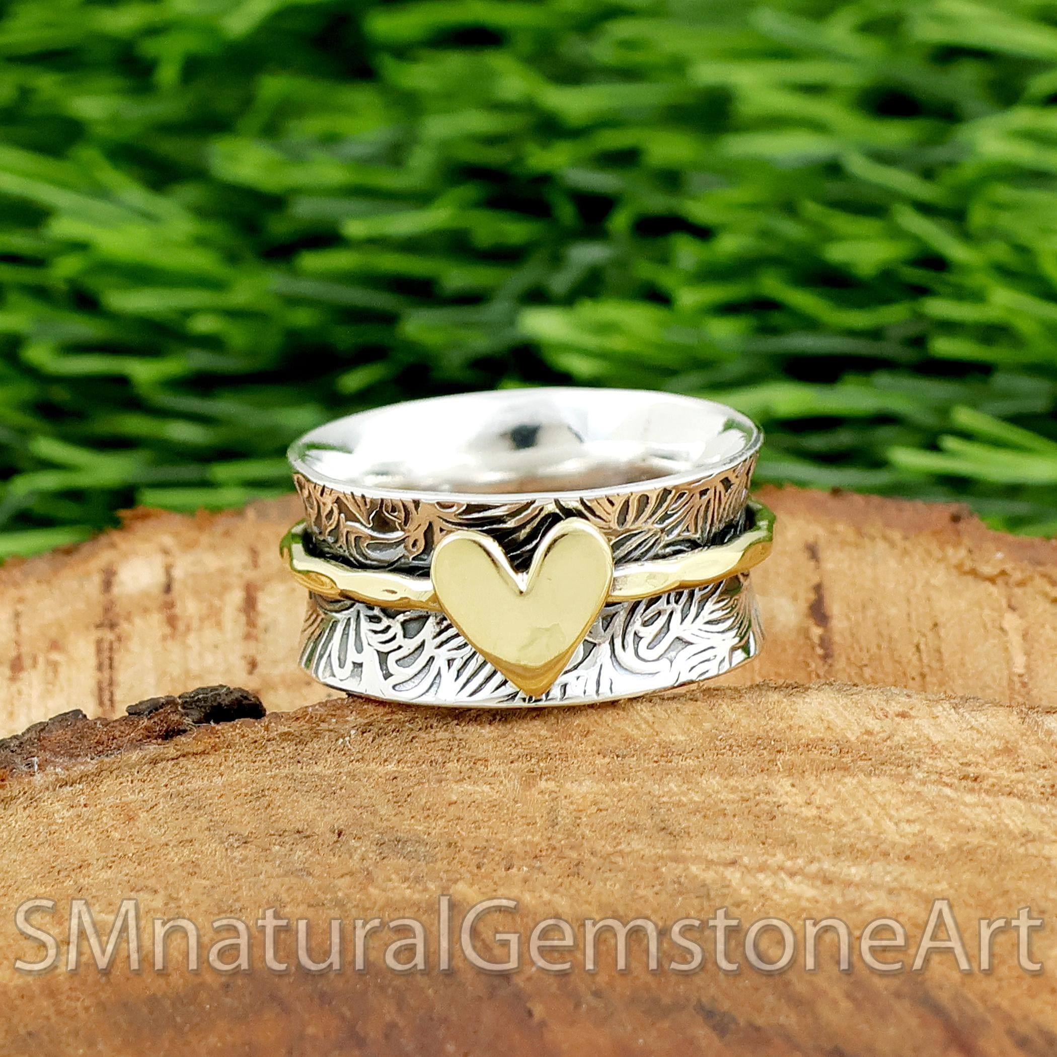 Sterling Silver Heart Spinner Ring: Meditation Fidget Jewelry - Etsy