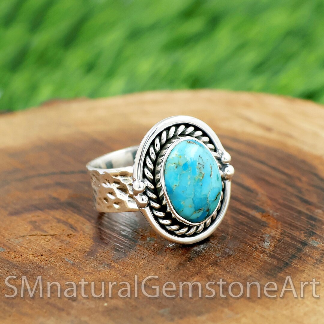 Blue Mohave Turquoise Handmade Filigree Ring: 925 Sterling Silver ...
