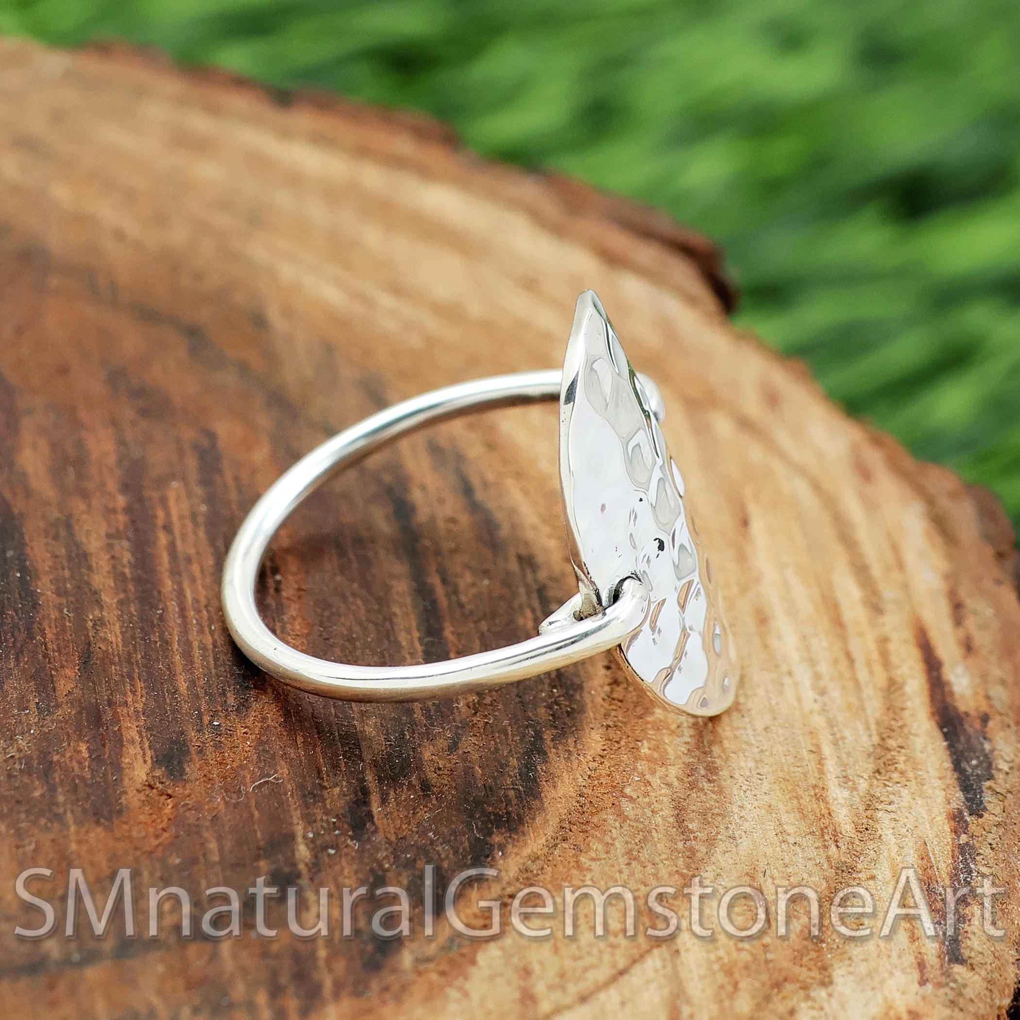 指輪・リング Silver Combination Texture Oval Shape Hammered Surface Ring Silver Combination Texture Oval Shape Hammered Surface Ring