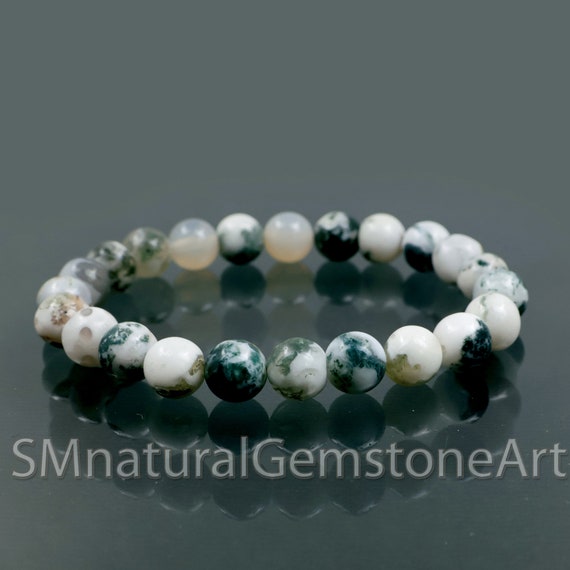 Bracciale In Agata Bianca Naturale 8mm | Perline Regolabili Fatto A Mano