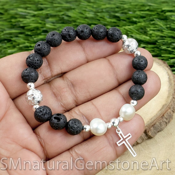Bivei 3-delige armband van natuurstenen, elastische parelarmband voor dames, handgemaakte natuurstenen armband voor yoga, meditatie, bescherming en cadeau, 4mm, Steen, Zonder steen