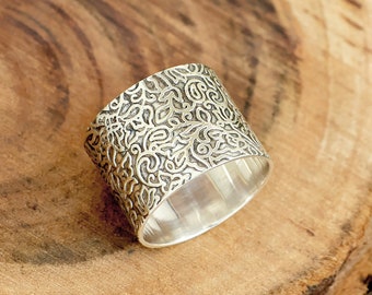 Sterling Silver Extra Wide Band Ring: Unisex Thumb Ring, 16mm