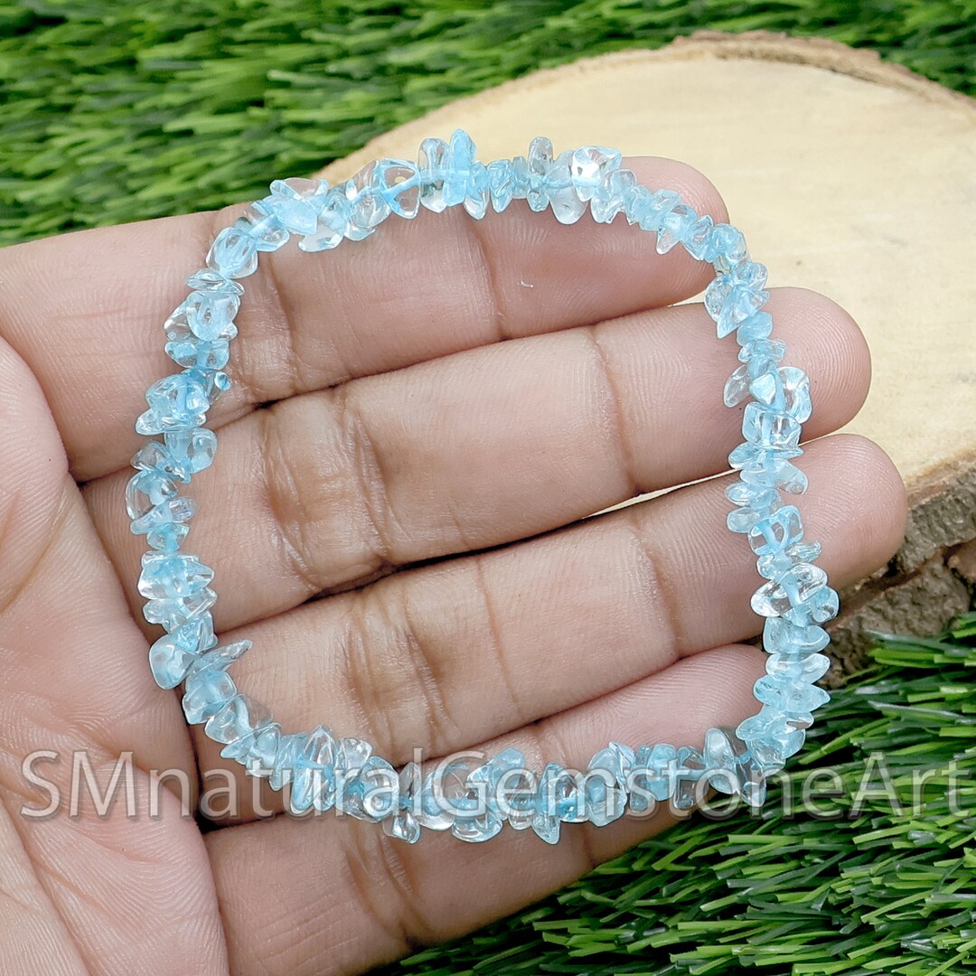 Genuine South African Blue Topaz Bead Bracelet – 8mm Beads, Stretch Fit, 8.5 Inch, For Men & Women - View #11