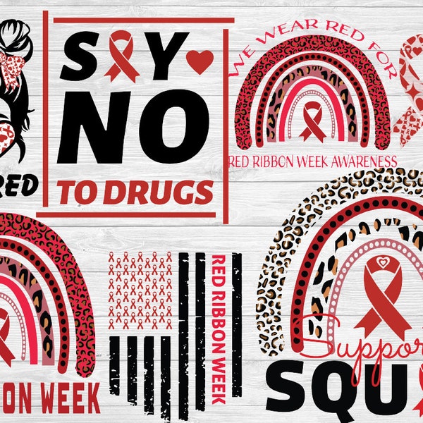 Red Ribbon Week SVG Bundle | No To Drugs SVG | Drug Free SVG | Anti-Drug svg | Red Shirt svg | Red Ribbon | Cricut Cut File | Sublimation