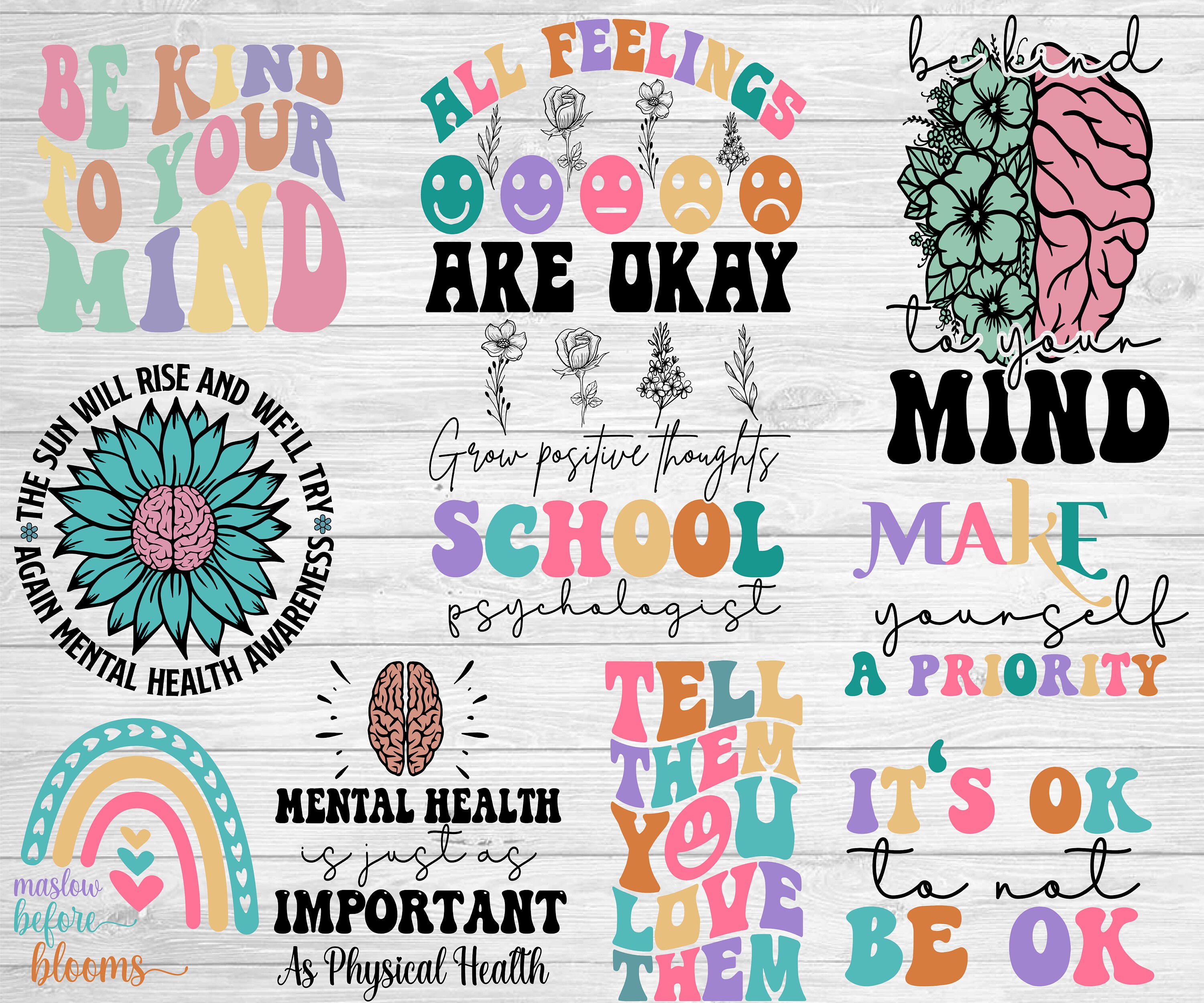 Mental Health Matters SVG Bundle, Be Kind Big Bundle SVG File for ...