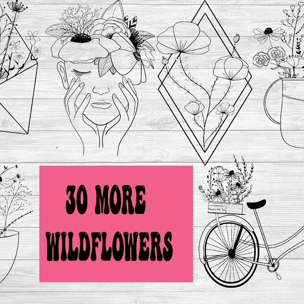 30 MORE Wildflowers SVG Bundle, Big Bundle SVG file for Cricut, Wildflower svg - Popular bundle - Digital Download