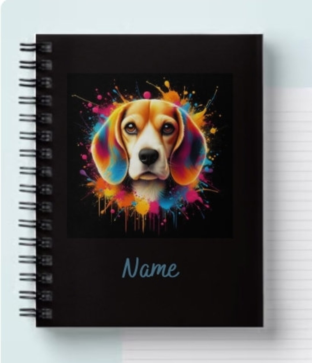 Beagle Notebook Personalized A5 Beagle Paint Splash Spiral Notebook - Etsy