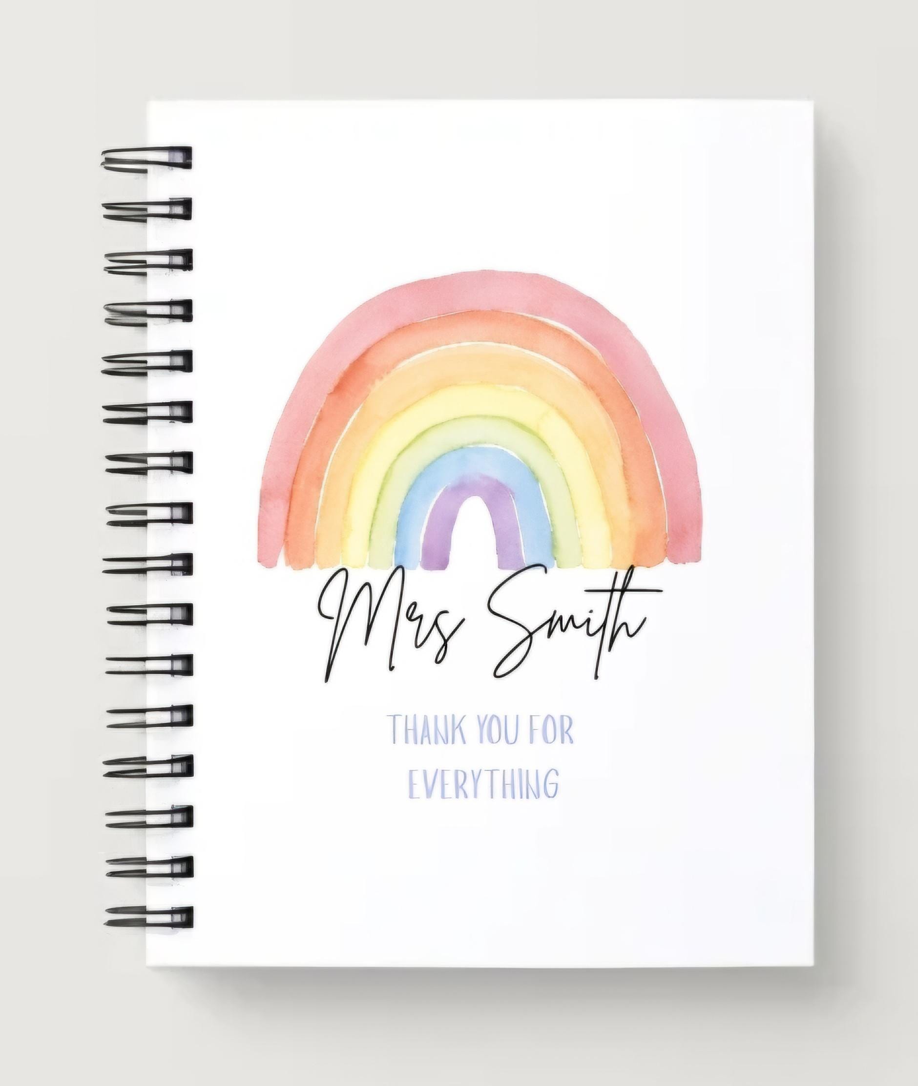 Personalized A5 Rainbow Design Teacher Gift Lined Notebook - Etsy UK