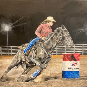 Barrel Racer, Realistic Art, Oil Painting