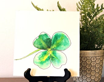 Four Leaf Clover, Wall Art, Original, Watercolor Painting, Wall Decor by JaNae Moss