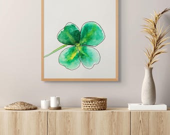Four Leaf Clover, Wall Art, Original, Watercolor Painting, Wall Decor by JaNae Moss