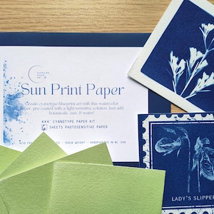 Cyanotype Paper Kit, 4x4 Light-Sensitive Watercolor Paper for Solar Printing