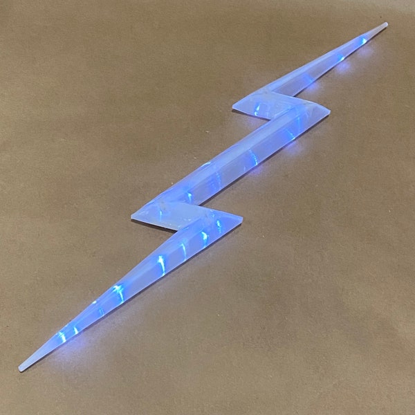 24in Hollow Lightning Bolt 3D Print with cavity for LED's and batteries