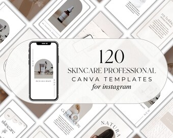 120 Skincare Professional Instagram Templates With Canva, Canva Templates, Social Media Templates, Esthetician Instagram Canva Templates