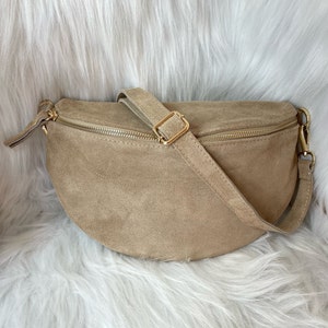 Shoulder bag, leather bum bag, bum bag with bag strap, women's suede genuine leather bum bag