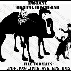 Camels Being pulled by Men, Unique SVG Design, Graphic Design, Instant Download, png, eps, dxf, Line Art SVG, SVG File for Cricut Machine