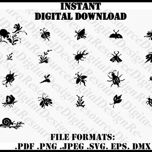 21 Bug Vector Graphics, Beetle SVG, Moth Svg, Graphic Design, Instant Download, png, eps, dxf, Line Art SVG, SVG File for Cricut Machine
