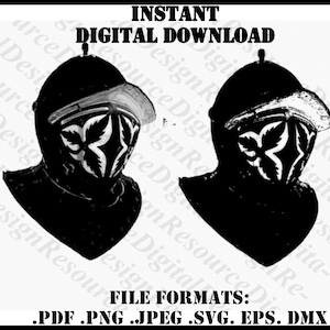 Mediaeval Knights Helmet Cut File, Armor SVG, Graphic Design, Instant Download, png, eps, dxf, Line Art SVG, SVG File for Cricut Machine