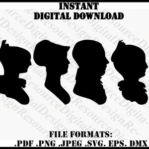 Hoofd Silhouetten, Farmer Silhouettes, vrouwen hoofden Grafisch Ontwerp, Instant Download, png, eps, dxf, Line Art SVG, SVG Bestand voor Cricut Machine