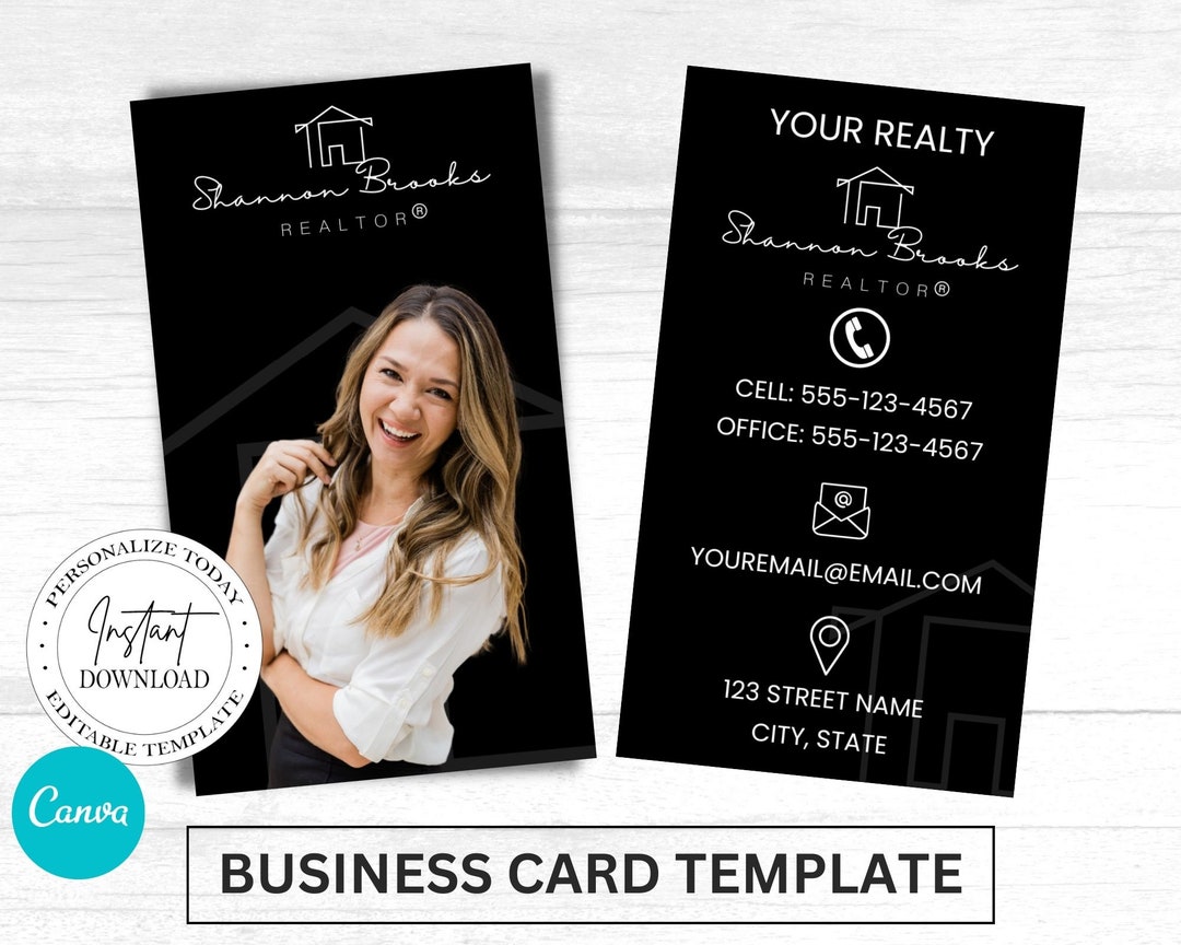 Real Estate Agent Business Card Template, Modern Realtor Business Card