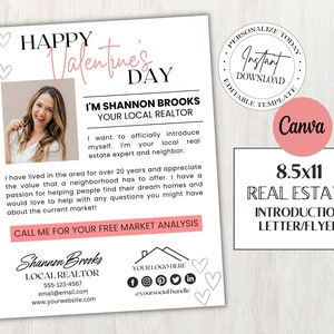 Carta de prospección de febrero de bienes raíces, Anuncio publicitario de introducción del Día de San Valentín de bienes raíces, Marketing inmobiliario, Anuncios publicitarios inmobiliarios