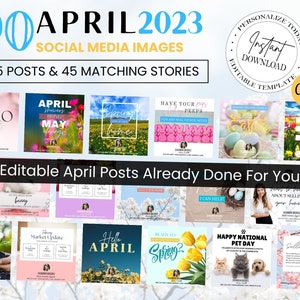 Real Estate Marketing, Real Estate Social Media Posts for April, Spring Facebook Marketing, Instagram Posts Templates
