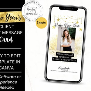 Real Estate Gift Card Text Message, New Year Text Message Card, Real Estate Template, Realtor Text Message, 2023, Canva Template
