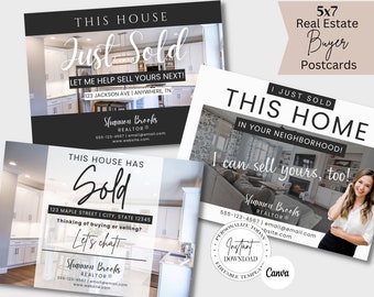 Real Estate Postcards, Agent Farming Card,  Sold Your Neighbors House Card, Real Estate Marketing, Editable, Canva