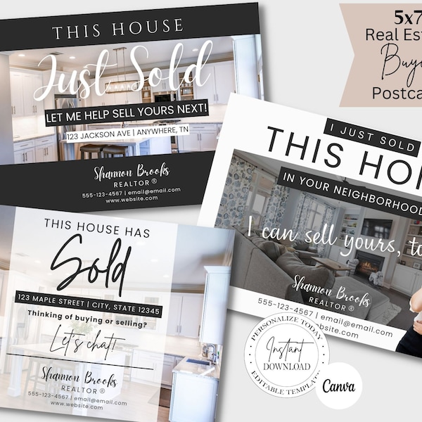 Real Estate Postcards, Agent Farming Card,  Sold Your Neighbors House Card, Real Estate Marketing, Editable, Canva