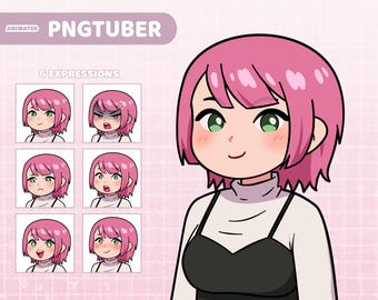 Pink Haired Girl PNGTuber Model – Animated Streaming Avatar