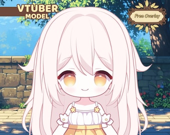 Premade Cute Girl Chibi Vtuber Model, Live2D Full body rig, Ready to use streaming avatar, Kawaii anime style, Free overlay, Commercial Use