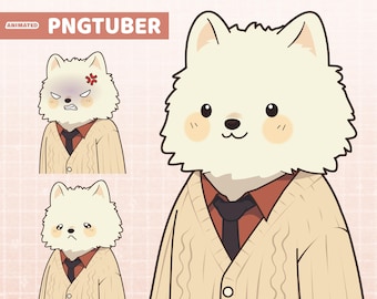 White Wolf PNGTuber - Premade Streaming Avatar - Animated GifTuber - Ready to use on Veadotube mini - Cute Wolf Mascot