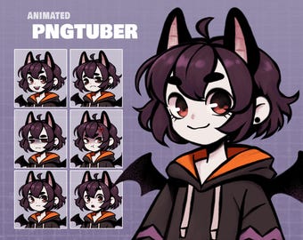 Bat Girl PNGTuber Model - Animated GIFTuber - Digital Avatar - Perfect for Streamers and Content Creators - Ready to use on Veadotube Mini