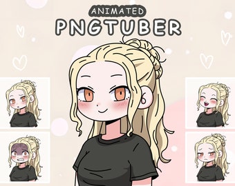 Blonde Girl PNGTuber Model: 10 Expressive Poses