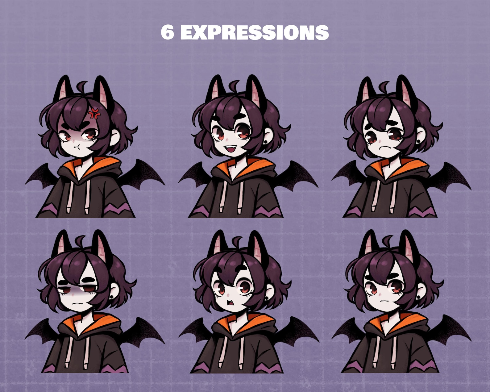 Bat Girl Pngtuber Model - Animated Giftuber - Digital Avatar - Perfect ...