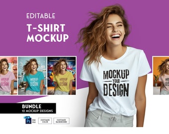 Editable T-shirt Mockup, PSD File Bundle