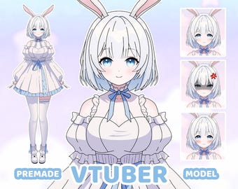 Premade Vtuber Cute Bunny Girl, Full Body Rigged Live2d model ready to use in Vtube Studio, Kawaii anime Streaming Avatar for twitch youtube