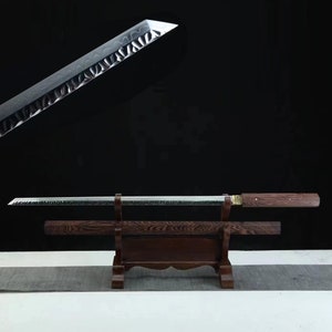 Hand Forged Japanese Katana Sword: T10 Steel, Rosewood Sheath