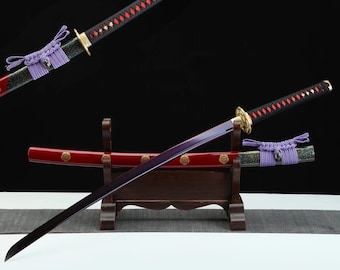 All Tang Japanese katana hand forged katana High manganese steel Red katana  Collectible Katana