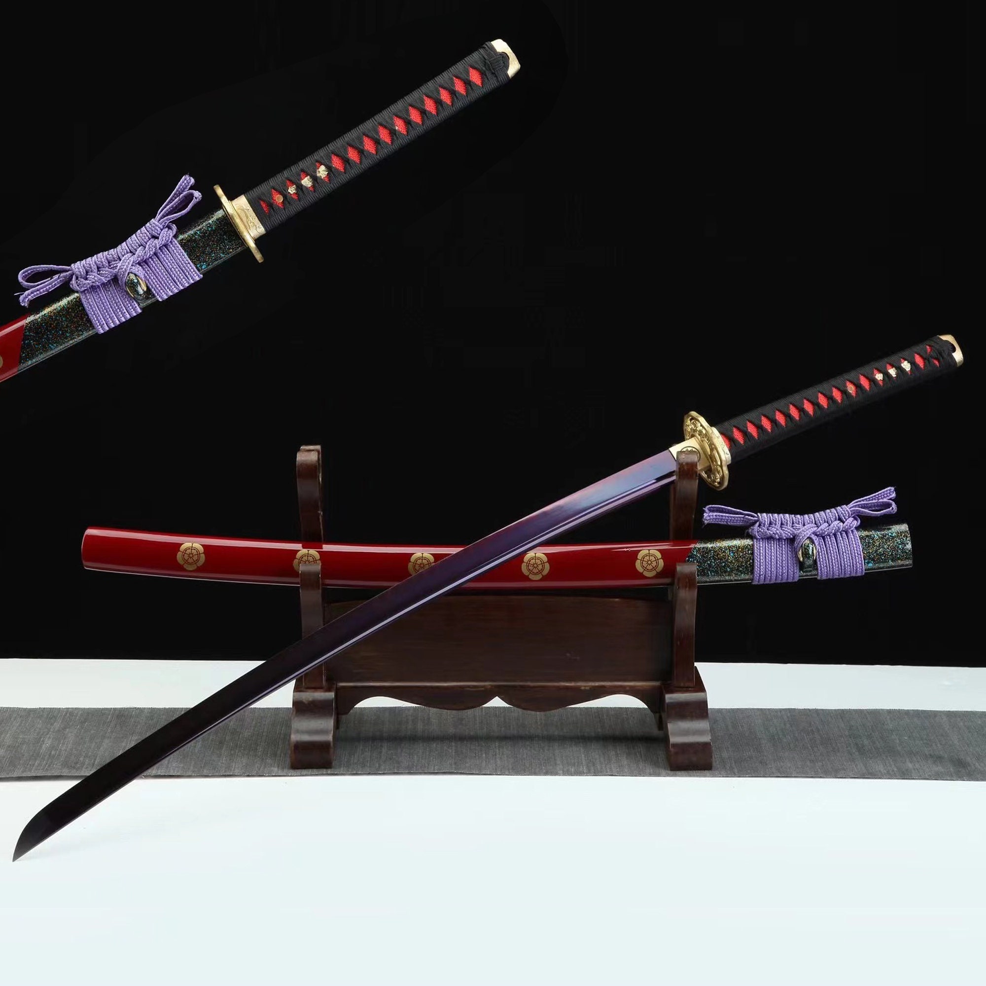 All Tang Japanese Katana Hand Katana High Manganese Steel Red