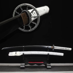 Handmade Japanese Samurai Sword 1060 steel blackened blade All-Tang katana