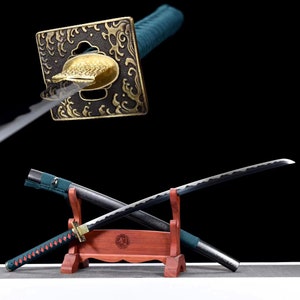 A genuine handmade anime Katana Anime Sword Roasted Black Blade Black high Samurai sword