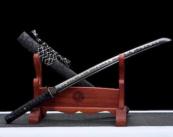 中型の日本刀 1060 鋼の黒染め刃 全唐サムライ刀 刀剣 - Etsy 日本