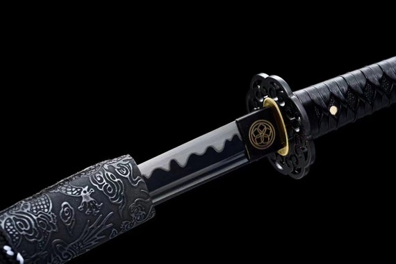 中型の日本刀 1060 鋼の黒染め刃 全唐サムライ刀 刀剣 - Etsy 日本