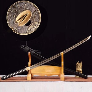 Hand-forged Japanese sword full tang katana 1060 steel Samurai Sword Golden Blade