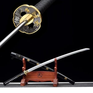 Hand forged Japanese katana 1045 steel full tang katana black Training knife