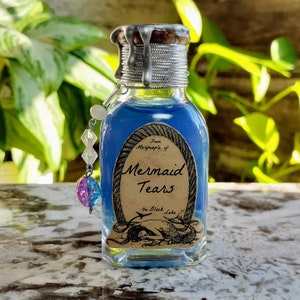 Mermaid Tears Magical Color Changing Glass Potion Apothecary Bottle | Witch and Wizard Prop Collectible