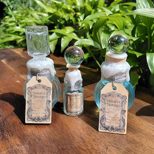 Pensieve Memory Vials | Color Changing Glass Magic Potions | Snapes Last Memory | Apothecary Decor | Witch & Wizard Prop Collectible